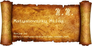 Matyasovszky Milda névjegykártya